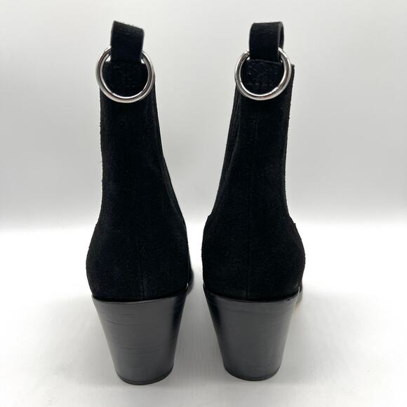 PAIGE Laney Suede Western Boot Womens 9 Black Pointed Toe Black Heel Cowboy NEW - Picture 4 of 10